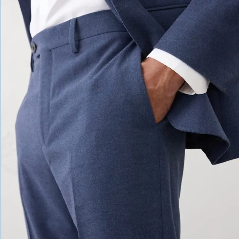 Banana Republic Mens Tailored-Fit Soft Flannel Suit Trousers, Blue, 34x30, EUC - Picture 2 of 3